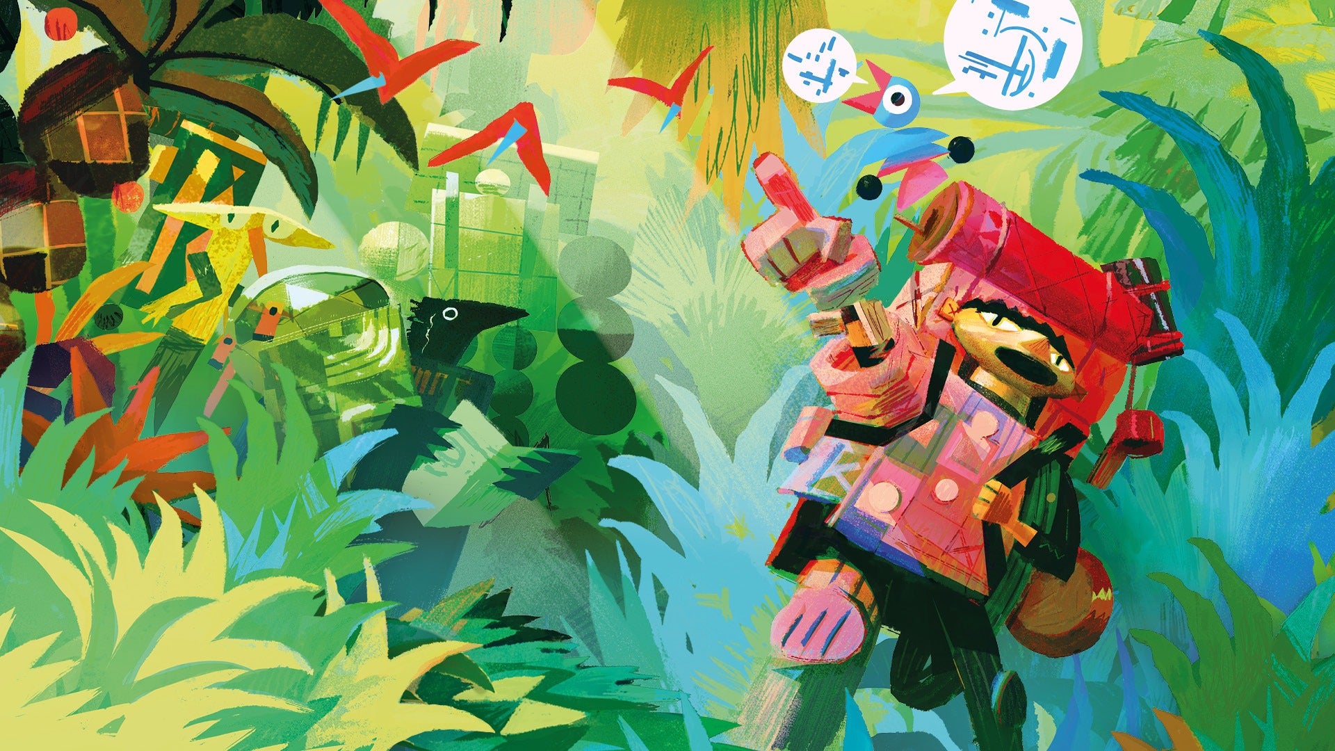 Banner di presentazione con llustrazione colorata con uccelli e personaggi stilizzati e Count Down per il COMICON Napoli 2026