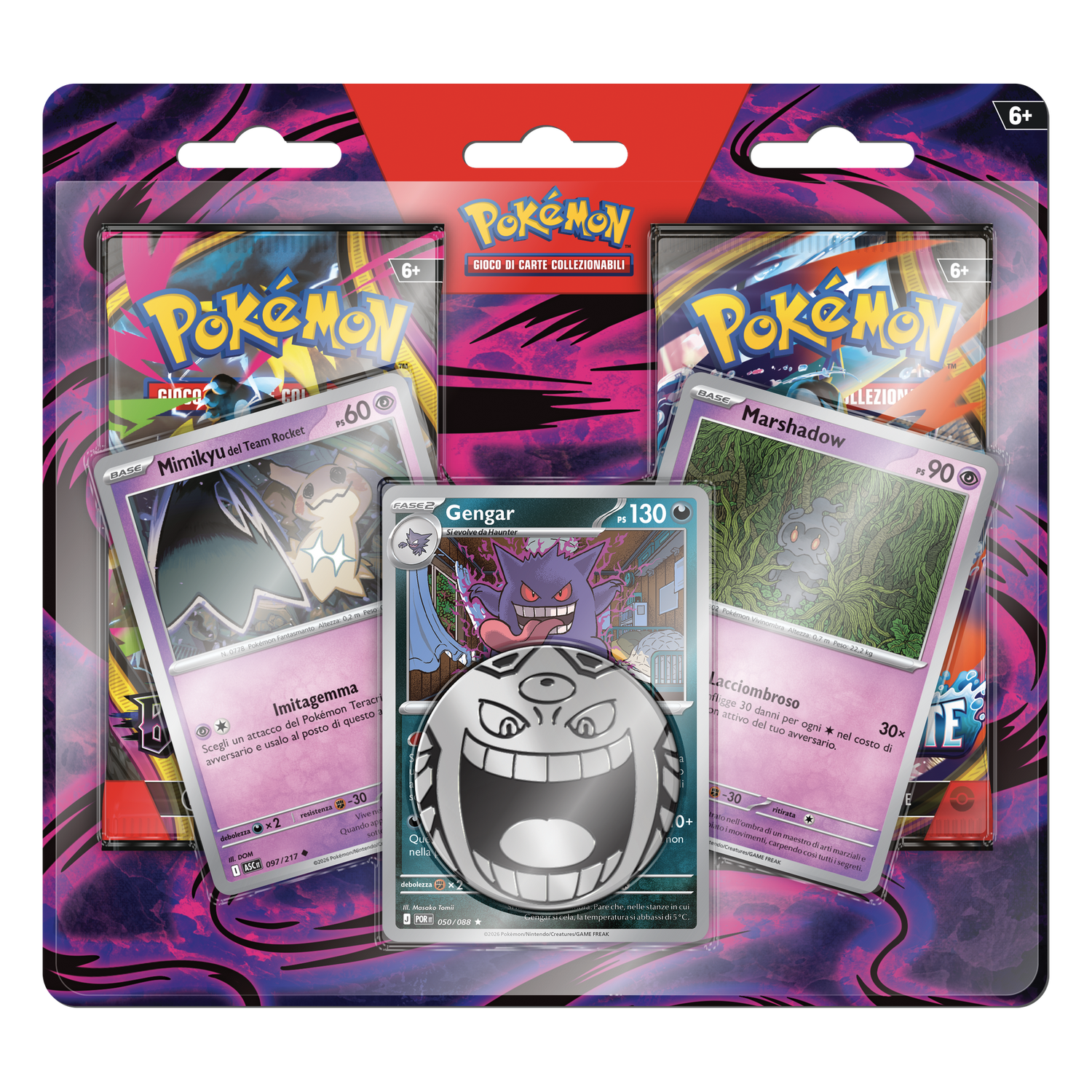 Megaevoluzione Gengar, Marshadow e Mimikyu Blister 2 Buste (IT)