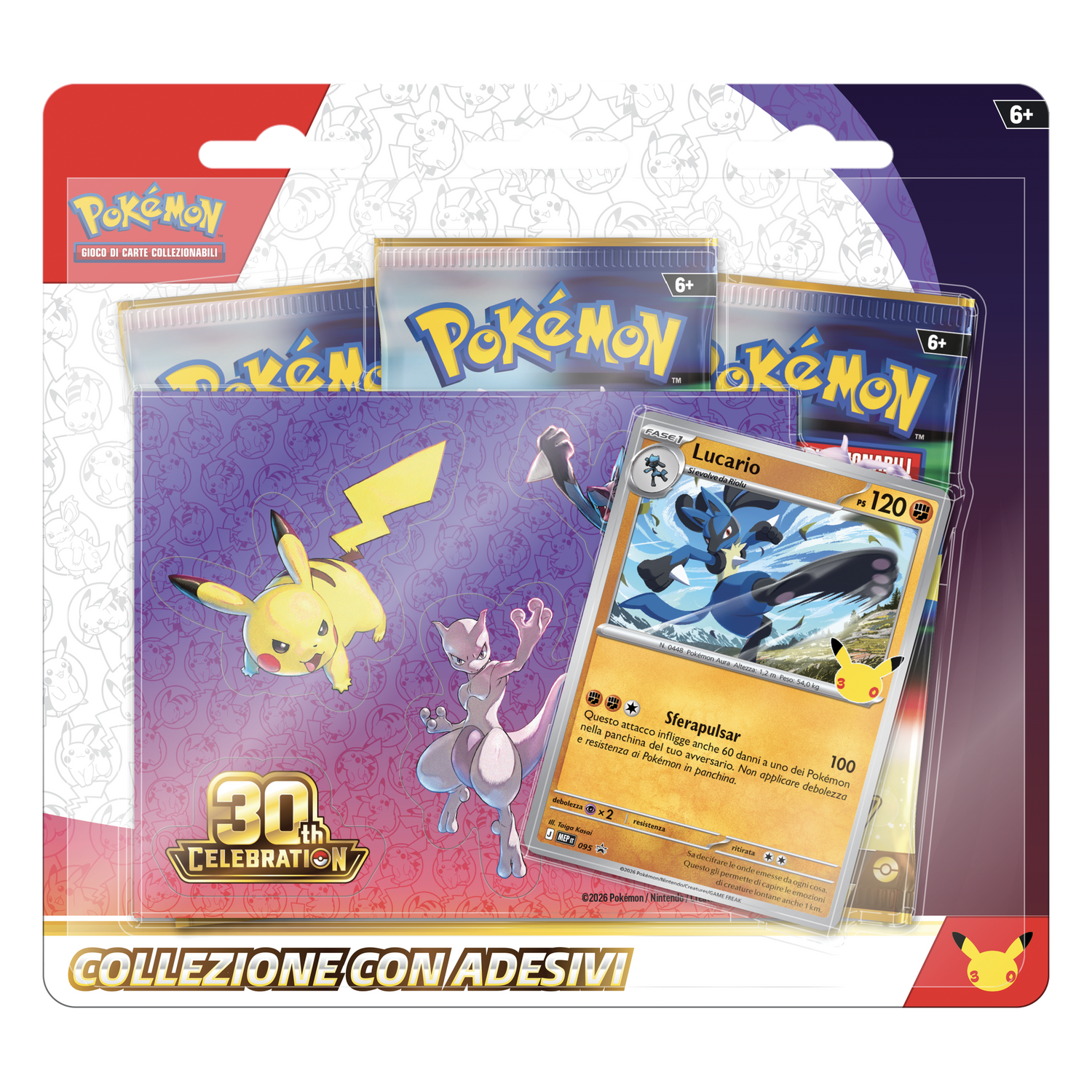 30esimo Anniversario Collezione con Adesivi Lucario Blister 3 Buste (IT)