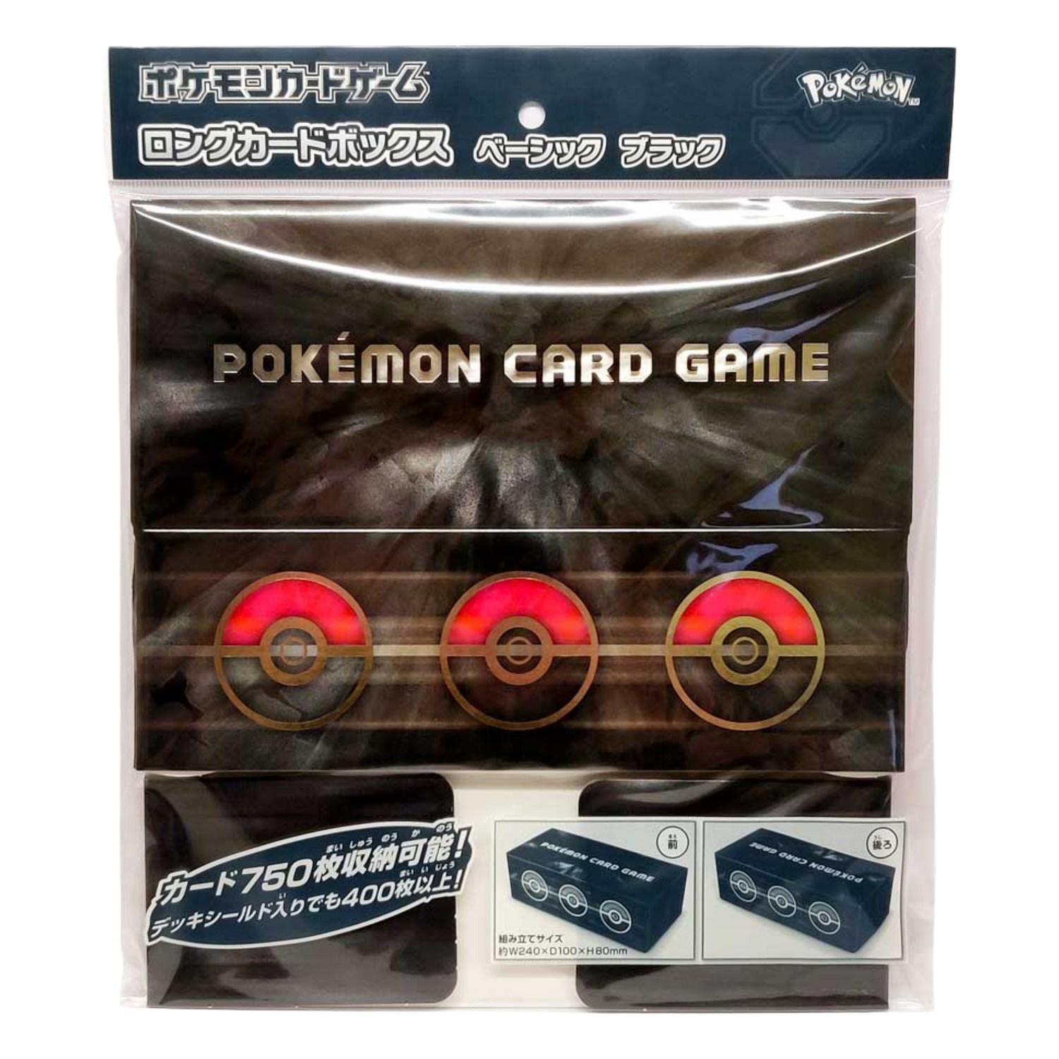 Long Deck Case Pokeball Basic Black (JP)