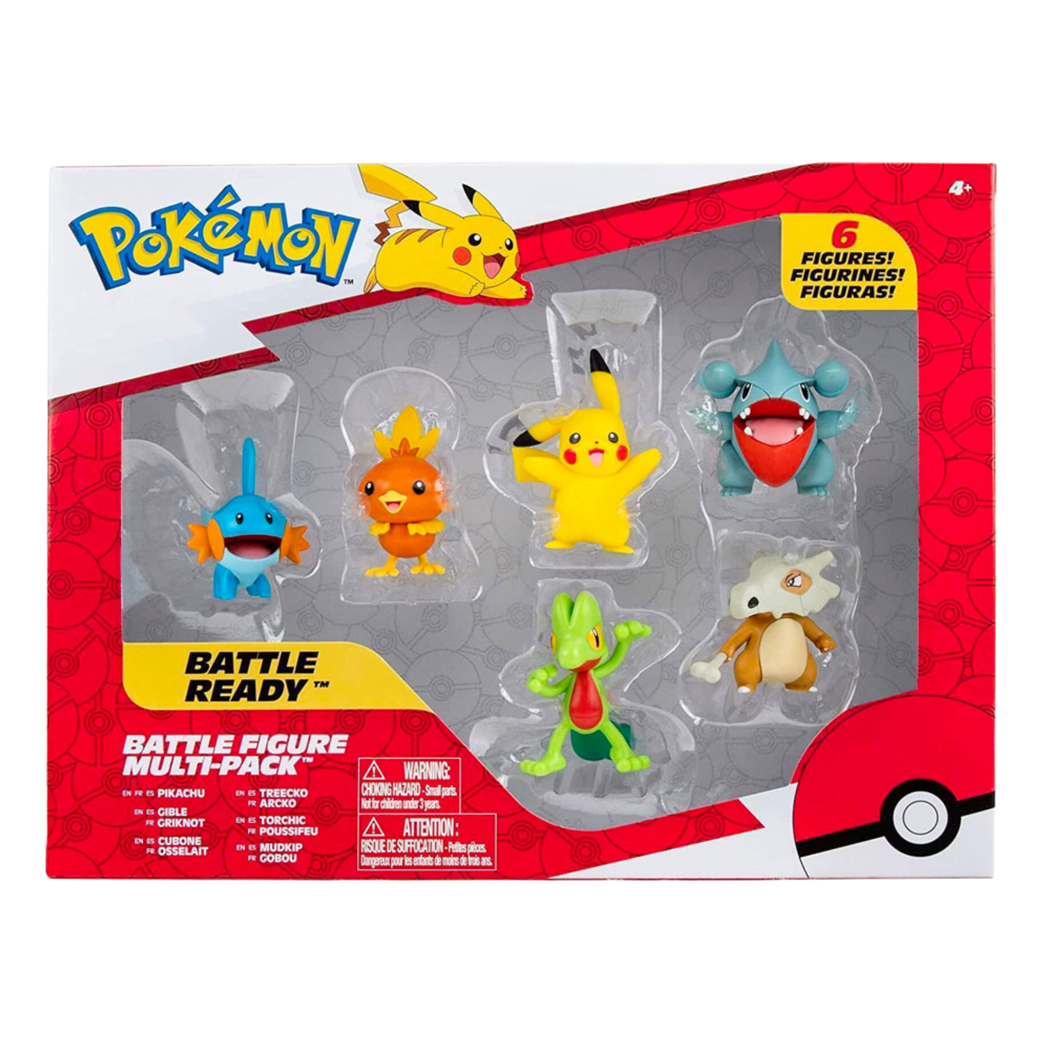 Battle Figure Multi-Pack Pikachu, Treecko, Gible, Torchic, Cubone & Mudkip (IT)