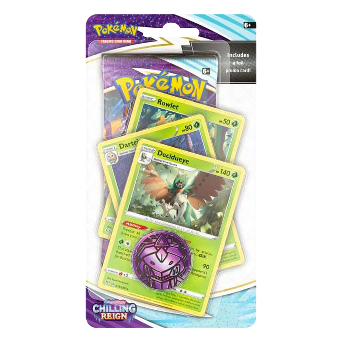 Sword & Shield Chilling Reign CRE Premium Checklane Blister Rowlet, Dartrix e Decidueye (EN)