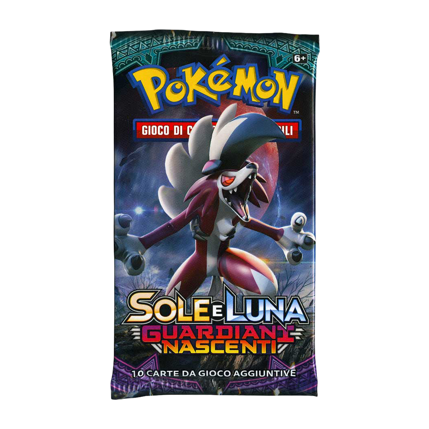 Sole e Luna Guardiani Nascenti GRI Artwork Lycanroc Forma Notte Busta 10 Carte (IT)