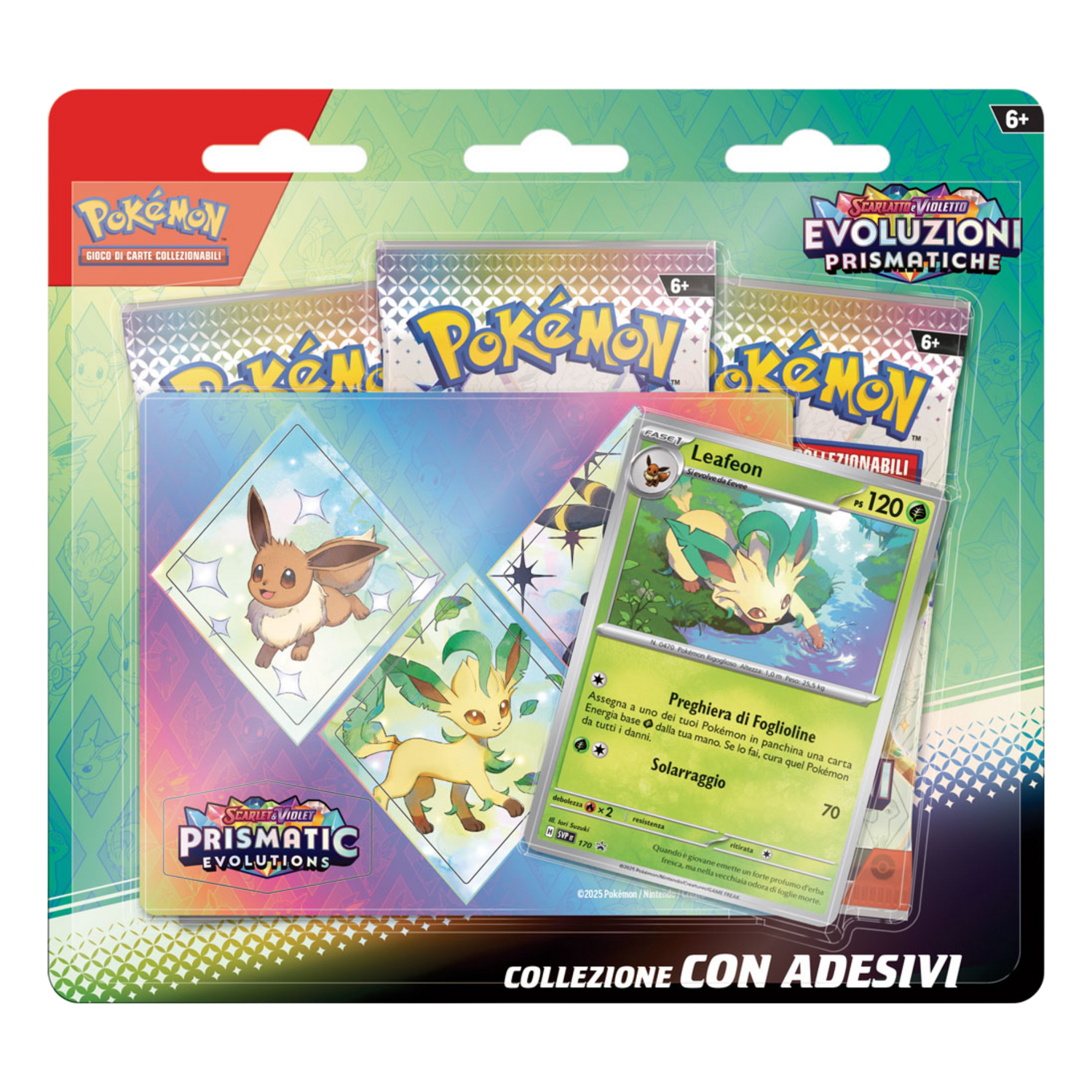 Scarlatto e Violetto Evoluzioni Prismatiche PRE Collezione con Adesivi Leafeon Blister 3 Buste (IT)
