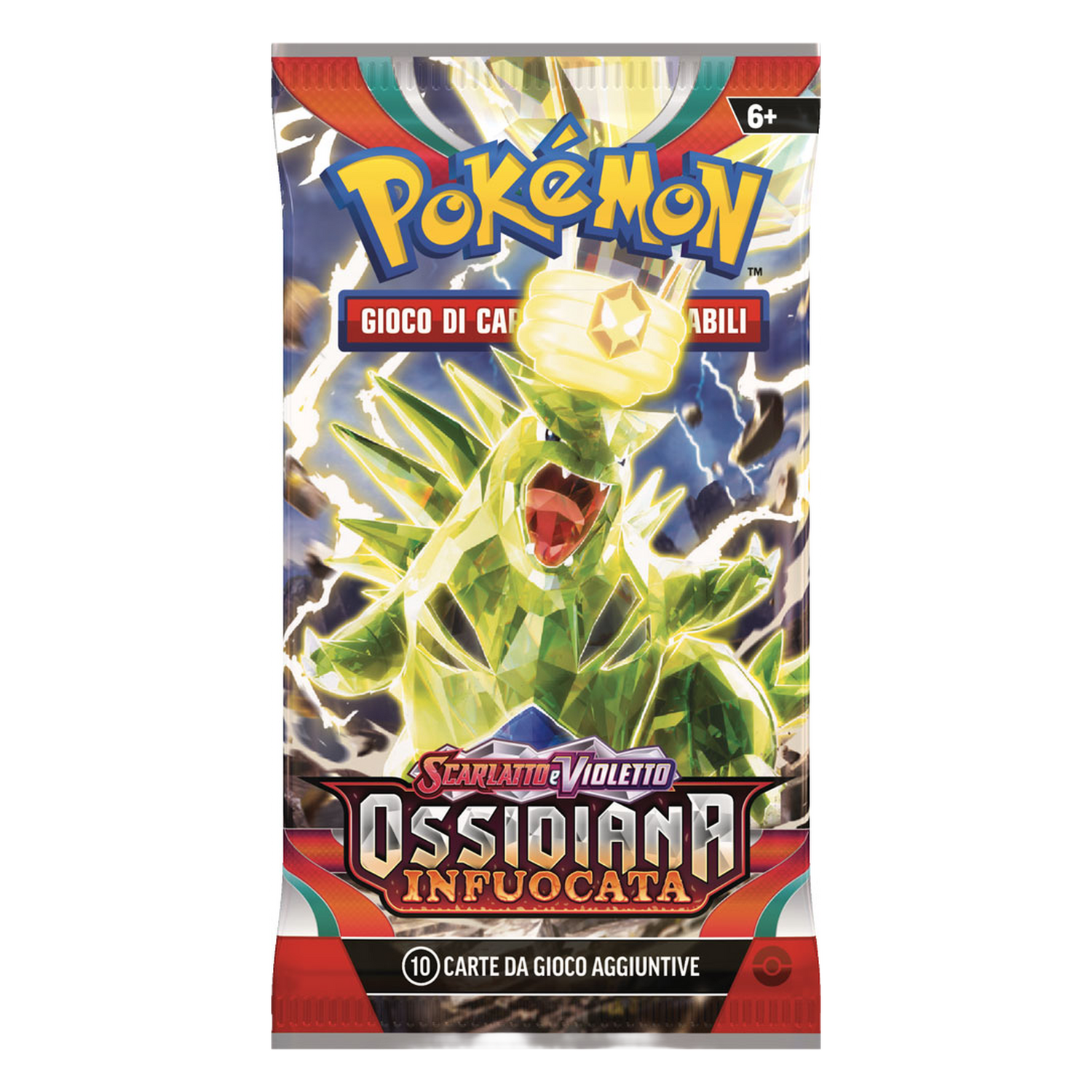 Scarlatto e Violetto Ossidiana Infuocata OBF Artwork Tyranitar Busta 10 Carte (IT)